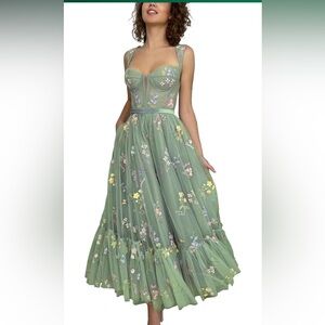 NWOT bridgerton embroidered floral tulle dress